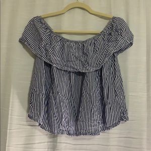 Off the shoulder striped shirt